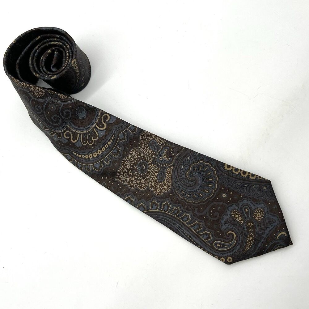 VTG Halston III Necktie Men's Multicolored Paisly USA Made with Italian Silk